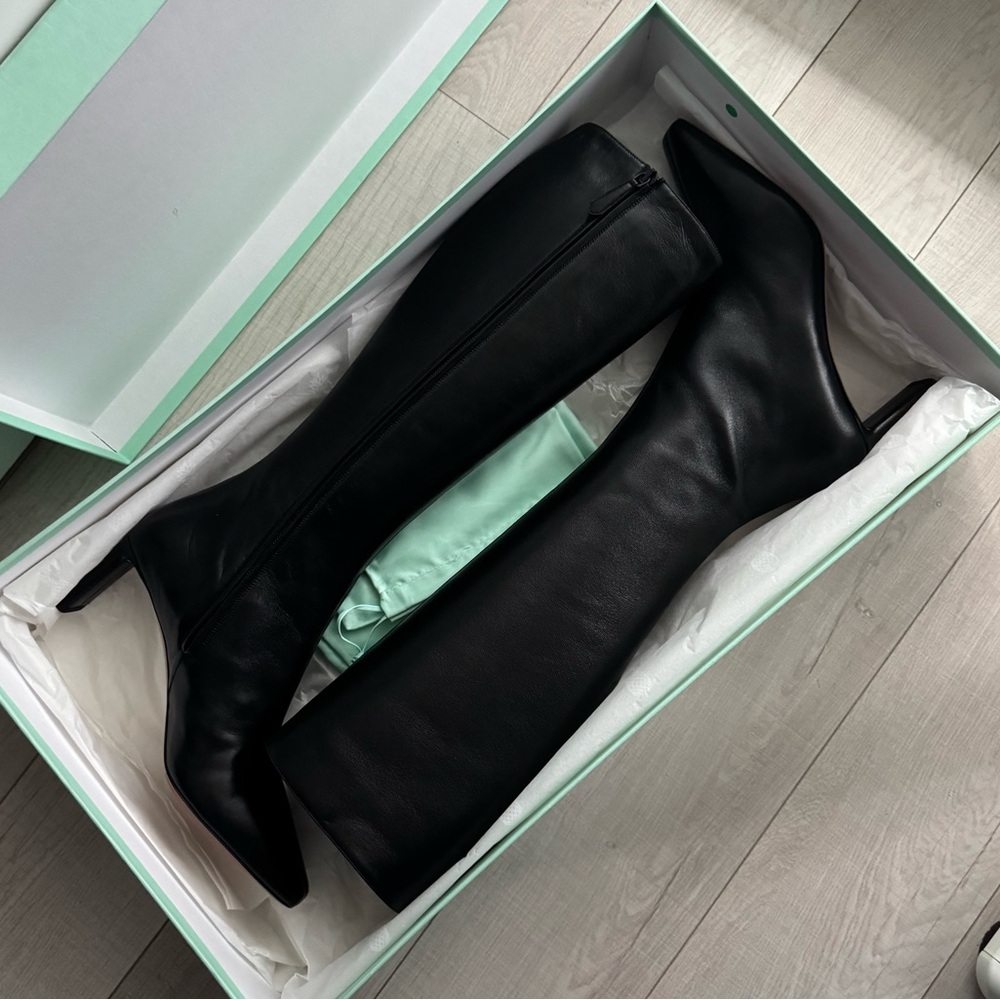 Aquazzura Black Knee-High Leather Boots (38, brand new with box)